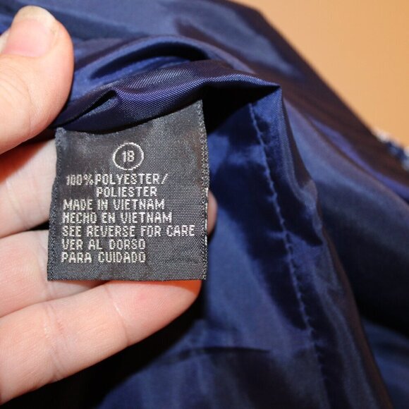 NEW Giorgio Sant’ Angelo blue and white knit bow accent woman’s coat size 18 - Picture 6 of 9